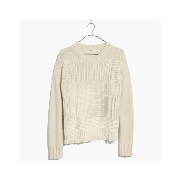 Madewel Stitchmix Pullover Sweater Top Ivory Size M G9617 MSRP $98 - Picture 4 of 11